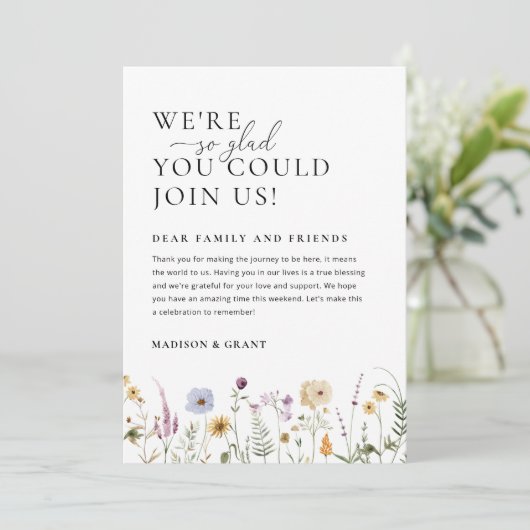 Bloemenbruiloft welkomsttas Note & reisbeschrijvin Menu (Staand voorkant)