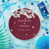 Bloemenbruiloft  witte bloesem Bourgondië Papieren Bordje (Feest)