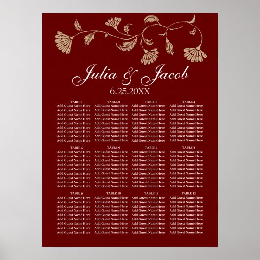 Bloemenbruiloft Zitkaart Poster (Voorkant)