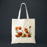 Bloemenbruiloften bruidsmeisje cadeau gunst Oranje Tote Bag<br><div class="desc">Gedrukt met  en kleurrijk artistiek afbeelding van oranje waterverf papaverbloemen op een vaste witte achtergrond.</div>