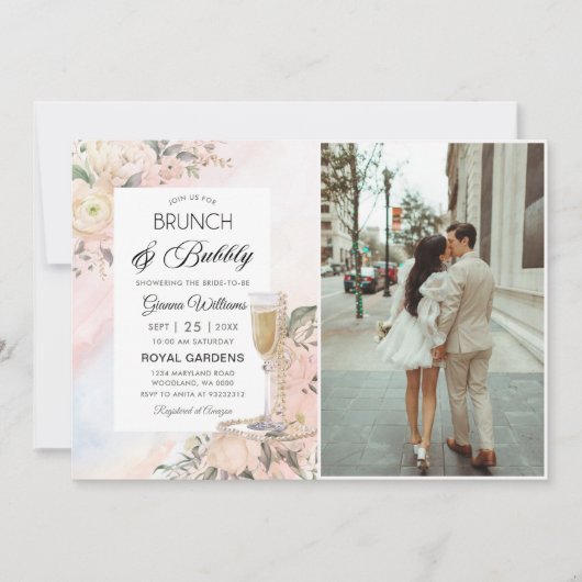 Bloemenbrunch en bubbelig Vrijgezellenfeest foto Kaart (Voorkant)