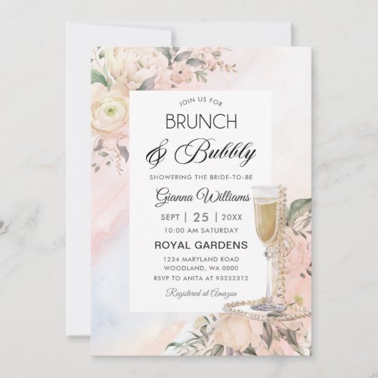 Bloemenbrunch en bubbelig Vrijgezellenfeest Kaart (Voorkant)