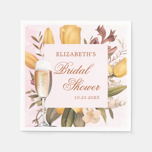 Bloemenbrunch en bubbelig Vrijgezellenfeest Servet (Voorkant)