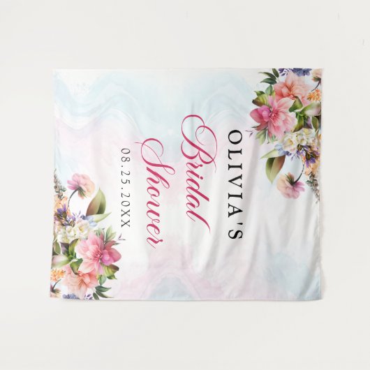 Bloemenbrunch en bubbelig Vrijgezellenfeest Wandkleed (Voorkant (horizontaal))