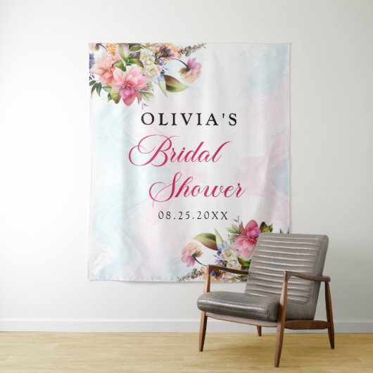 Bloemenbrunch en bubbelig Vrijgezellenfeest Wandkleed (In situ)