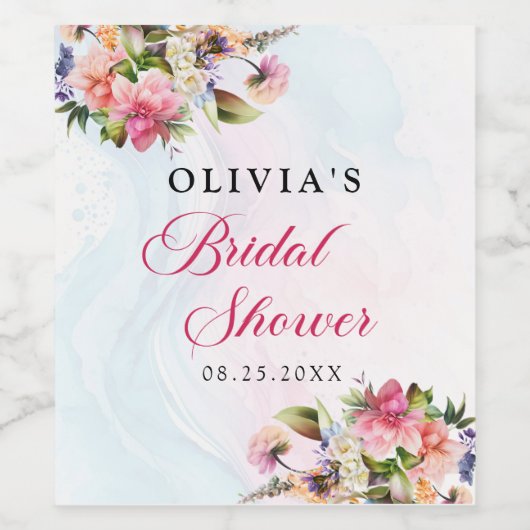 Bloemenbrunch en bubbelig Vrijgezellenfeest Wijn Etiket (Enkel label)