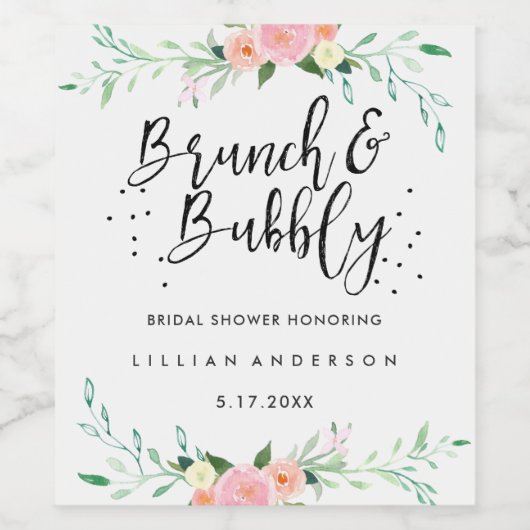 Bloemenbrunch en Bubbly Vrijgezellenfeest Wijnlabe Wijn Etiket (Enkel label)