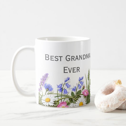 bloemencadeau voor beste oma koffiemok (Met donut)