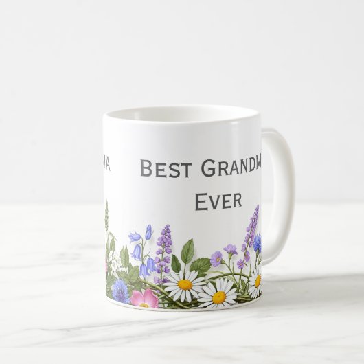   bloemencadeau voor beste oma koffiemok (Voorkant rechts)