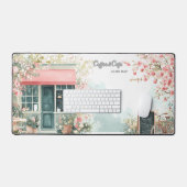 Bloemencafé in lente bureaumat (Keyboard & Muis)