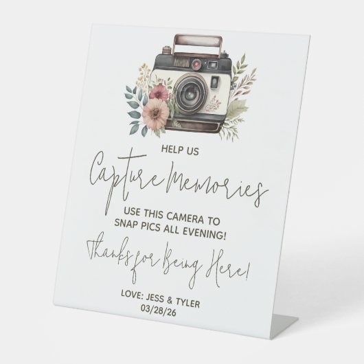 bloemencamera wegwerp camera richtingen reclamebord met voetstuk (Voorkant)