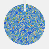 Bloemencascade: Blauwe bloemen naadloos patroon Glas Ornament (Achterkant)