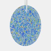 Bloemencascade: Blauwe bloemen naadloos patroon Glas Ornament (Voorkant Rechts)