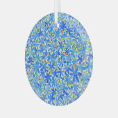 Bloemencascade: Blauwe bloemen naadloos patroon Glas Ornament (Voorkant links)