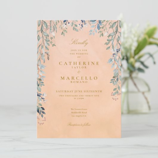 Bloemencascade met groen voor een rustieke Toscaan Kaart (Staand voorkant)