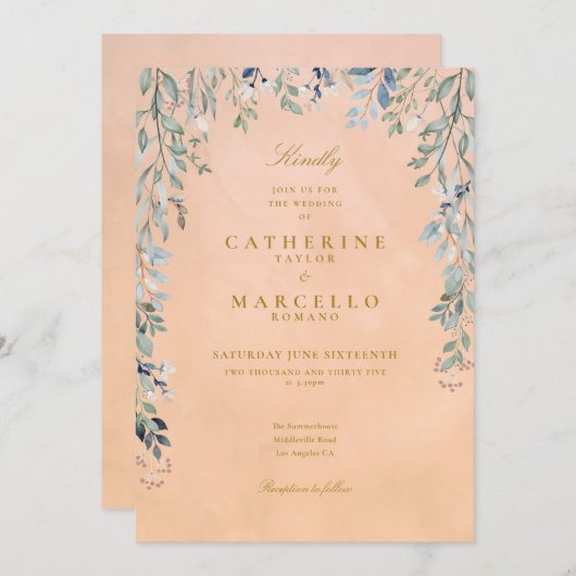 Bloemencascade met groen voor een rustieke Toscaan Kaart (Voorkant / Achterkant)