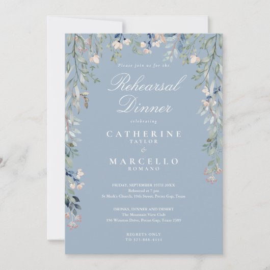 Bloemencascade Stofblauw Oefendiner Kaart (Voorkant)