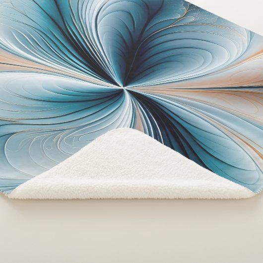 Bloemencascade Zachte Blauwgroen en Gouden Abstrac Sherpa Deken (3/4)