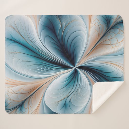 Bloemencascade Zachte Blauwgroen en Gouden Abstrac Sherpa Deken (Voorkant (horizontaal))