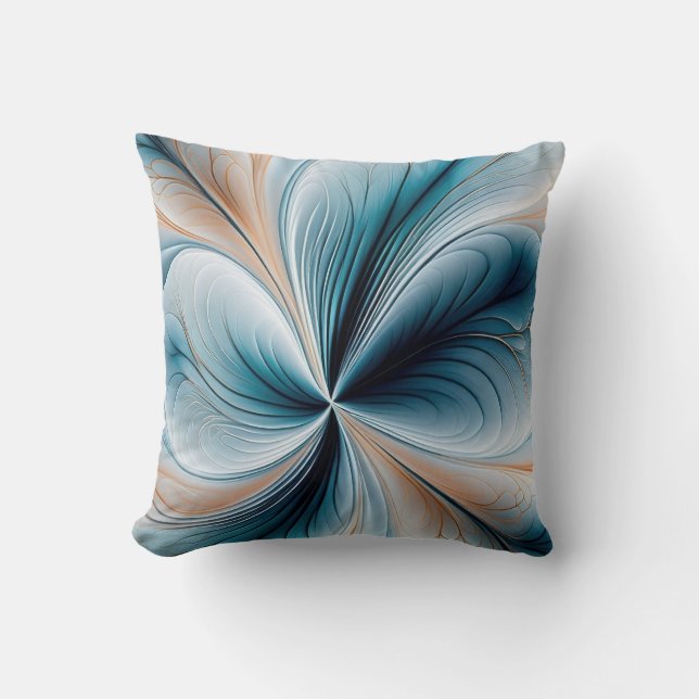 Bloemencascade - Zachte Teal en Gouden Abstracte S Kussen (Voorkant)