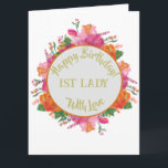 Bloemencirkel Banner 1e Lady Pastor's Wife Kaart<br><div class="desc">Vier de 1e dame met een oprechte kaart gemaakt voor een speciale moeder die een voorbeeld is van onwrikbare liefde,  steun en toewijding. Spreek je dankbaarheid uit voor de talloze gedeelde momenten en de blijvende band die in de loop van de tijd is gekweekt.</div>