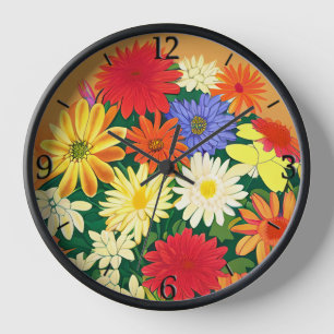 Bloemencirkel, gekleurde margrieten en asters