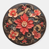 Bloemencirkel Medallion vorm Ronde Sticker (Voorkant)