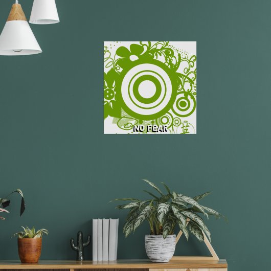 Bloemencirkel met Kanji voor Moed Poster (Woonkamer 1)