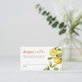 Bloemencitroen | Baby shower Luier Raffle Ticket Informatiekaartje (Staand voorkant)