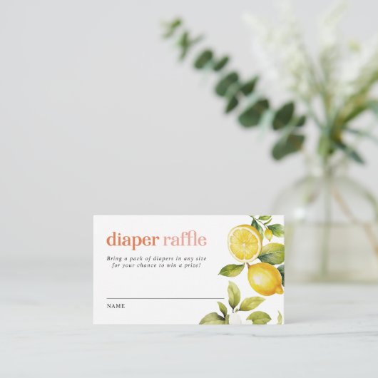 Bloemencitroen | Baby shower Luier Raffle Ticket Informatiekaartje (Staand voorkant)