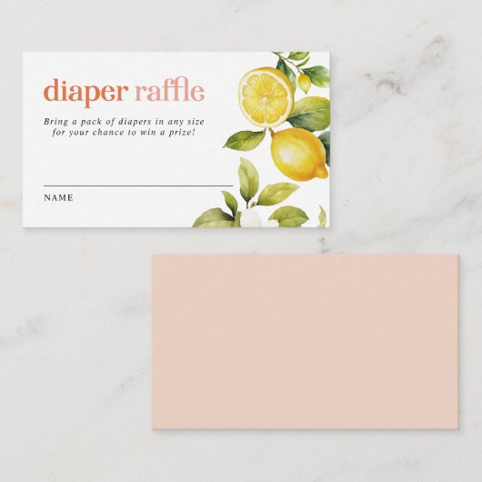 Bloemencitroen | Baby shower Luier Raffle Ticket Informatiekaartje (Voorkant / Achterkant)