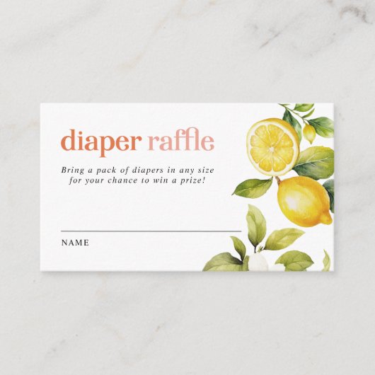 Bloemencitroen | Baby shower Luier Raffle Ticket Informatiekaartje (Voorkant)