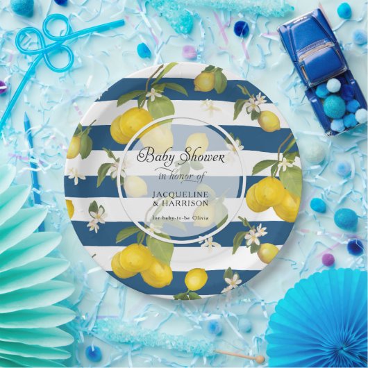 Bloemencitroen Citrus Bladgroen in witte streep Pa Papieren Bordje (Feest)