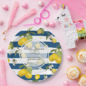 Bloemencitroen Citrus Bladgroen in witte streep Pa Papieren Bordje (Feest)