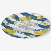 Bloemencitroen Citrus Bladgroen in witte streep Pa Papieren Bordje (Gekanteld)