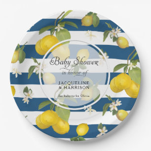 Bloemencitroen Citrus Bladgroen in witte streep Pa Papieren Bordje