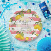 Bloemencitroen Citrus Bladgroen in witte streep Papieren Bordje (Feest)