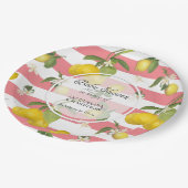 Bloemencitroen Citrus Bladgroen in witte streep Papieren Bordje (Gekanteld)