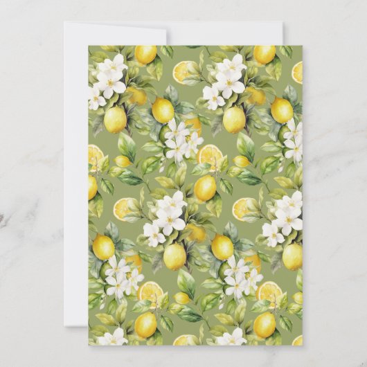 Bloemencitroen | Elegant geel groen Vrijgezellenfe Kaart (Achterkant)