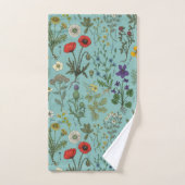 Bloemencollage op blauw bad handdoek (Handdoek)