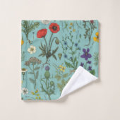Bloemencollage op blauw bad handdoek (Wasdoekje)