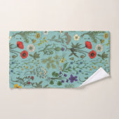 Bloemencollage op blauw bad handdoek (Handdoek)