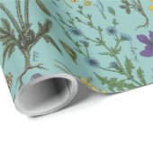 Bloemencollage op blauw cadeaupapier (Rol Hoek)