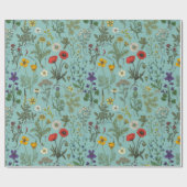 Bloemencollage op blauw cadeaupapier (Vlak)