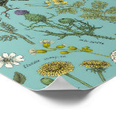 Bloemencollage op blauw poster (Hoek)
