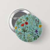 Bloemencollage op blauw ronde button 5,7 cm (Voorkant /achterkant)