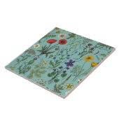 Bloemencollage op blauw tegeltje (Zijkant)