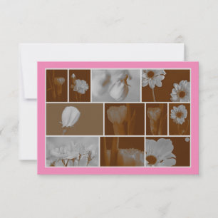 bloemencollage op roze plat Wenskaart
