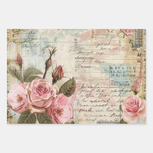  bloemencollagepatroon inpakpapier vel (Voorkant 2)