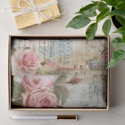  bloemencollagepatroon tissuepapier (Geschenk)